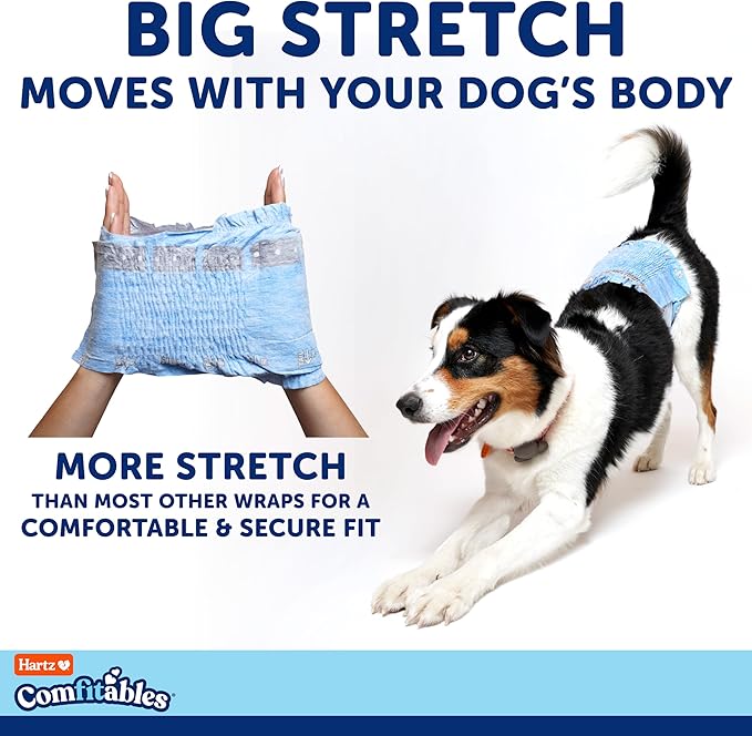 Hartz Comfitables Disposable Male Dog Wraps with Stretchy Waistband, Small 40Count