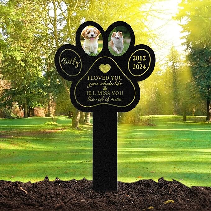Custom Dog Grave Markers Outdoor, Personalized Pet Grave Marker Dog Memorial with Photo and Name, Outdoor Weatherproof Pet Cemetery Sign, Personalized Dog Memorial Gifts for Loss of Dog