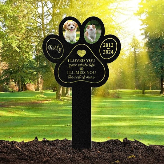 Custom Dog Grave Markers Outdoor, Personalized Pet Grave Marker Dog Memorial with Photo and Name, Outdoor Weatherproof Pet Cemetery Sign, Personalized Dog Memorial Gifts for Loss of Dog