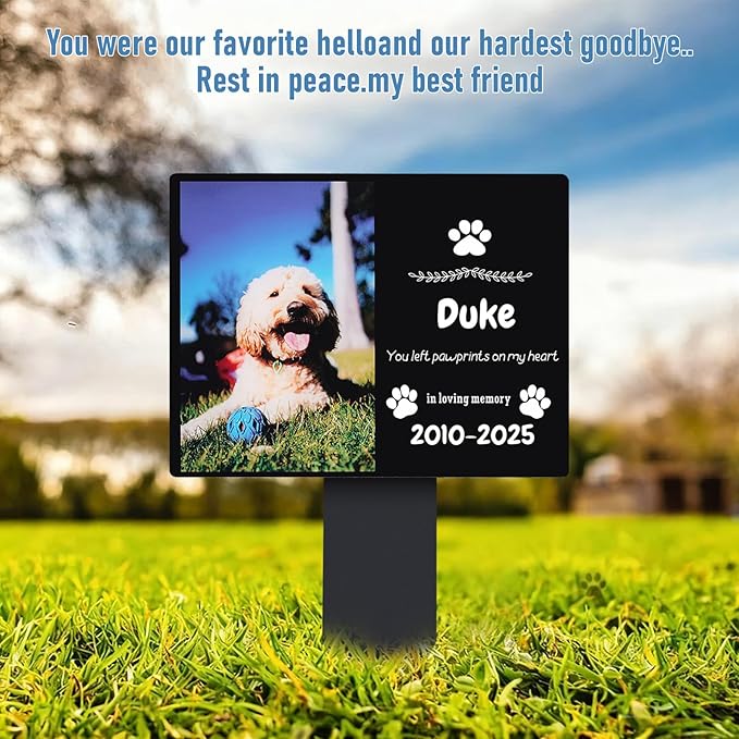 Personalized Dog Memorial Plaque – Custom Acrylic Pet Grave Marker for Outdoor Cemetery, Garden or Yard – Weatherproof Pet Loss Memorial Gift with UV Print (02)