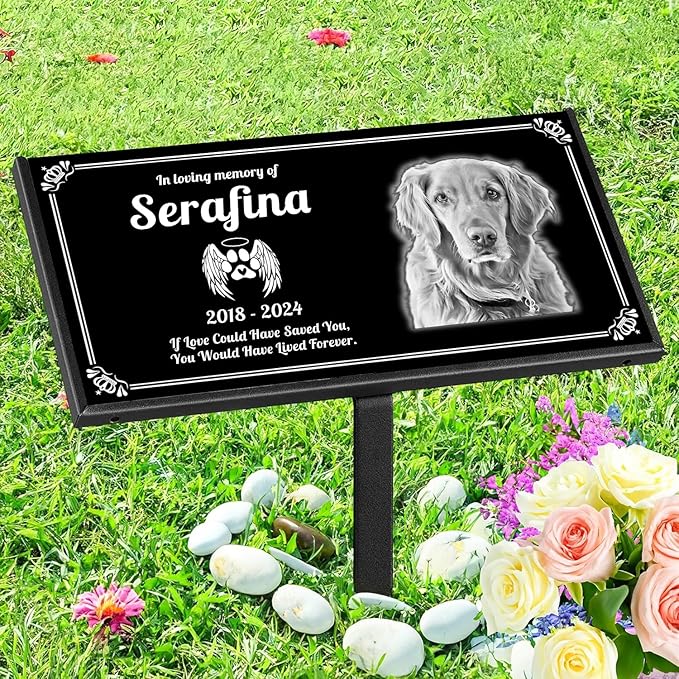Pet Memorial Stones Personalized, Memorial Plaque for Pet,Dog,Cat, Grave Marker for Cemetery, Dog Memorial Stone, Cat Tombstone Outdoor, Memorial Gifts for Loved One