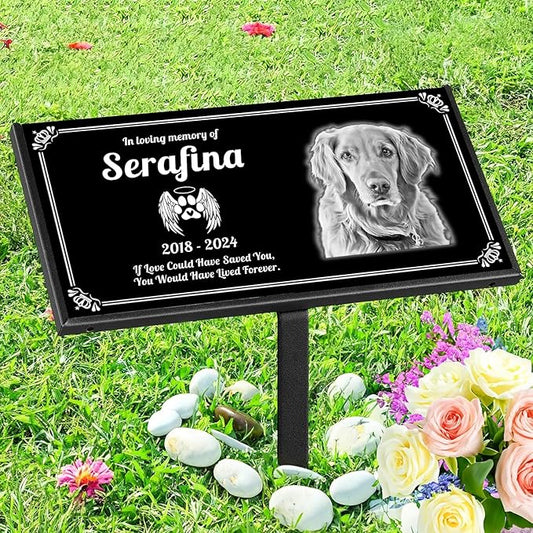 Pet Memorial Stones Personalized, Memorial Plaque for Pet,Dog,Cat, Grave Marker for Cemetery, Dog Memorial Stone, Cat Tombstone Outdoor, Memorial Gifts for Loved One