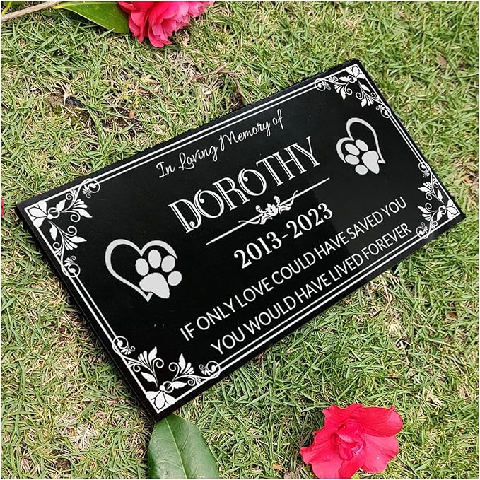 Dogs Headstones,Pet Headstones for Dogs Personalized,Black Granite Memorial Garden Stone Customized Gravestone Markers, Cat、Dog Gravestone Markers Gifts (Pet Headstone, 12 * 8inch(30-20cm))