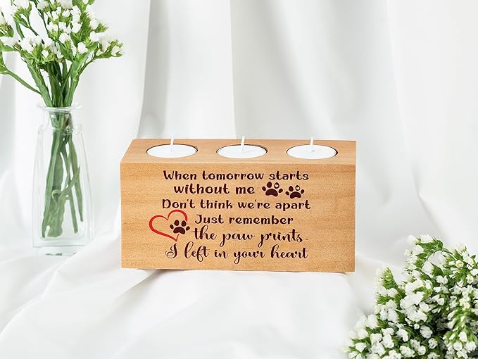 Dog Memorial Gifts for Loss of Dog, Pet Memorial Gifts for Dogs, Loss of Dog Sympathy Gift, Pet Loss Gifts, Dog Bereavement Gifts, Dog Cat Passing Away Gifts, Candle Holder 3 Votive Tea(When Tomorrow)