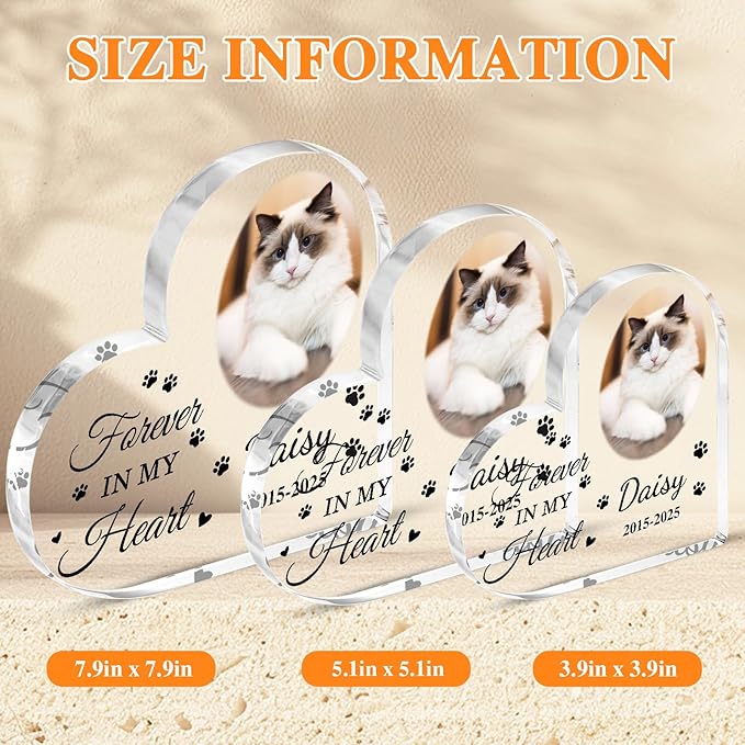 Cat Memorial Gifts for Loss of Cat Custom Pet Memorial Acrylic Plaque Pet Loss Gifts Pet Memorial Gifts for Dogs Cats Dog Remembrance Bereavement Gift Dog Death Sympathy Gift in Memory of Dog Keepsake