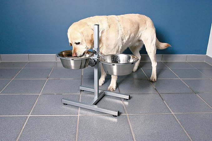 TRIXIE Dog Bowl Stand, w. 2 Stainless Steel Bowls, 2.8 l