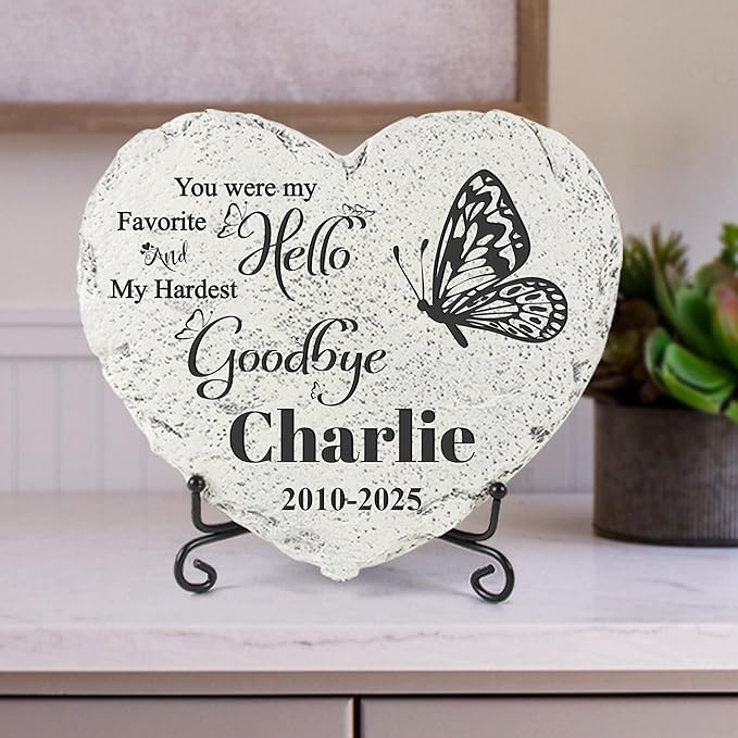 Personalized Dog Memorial Stone - Memorial Gift for Loss of Dog- Headstones for Pets - Pet Loss Gifts Cat Memorial Gifts - Cemetery Decorations (HS-Pawprint)
