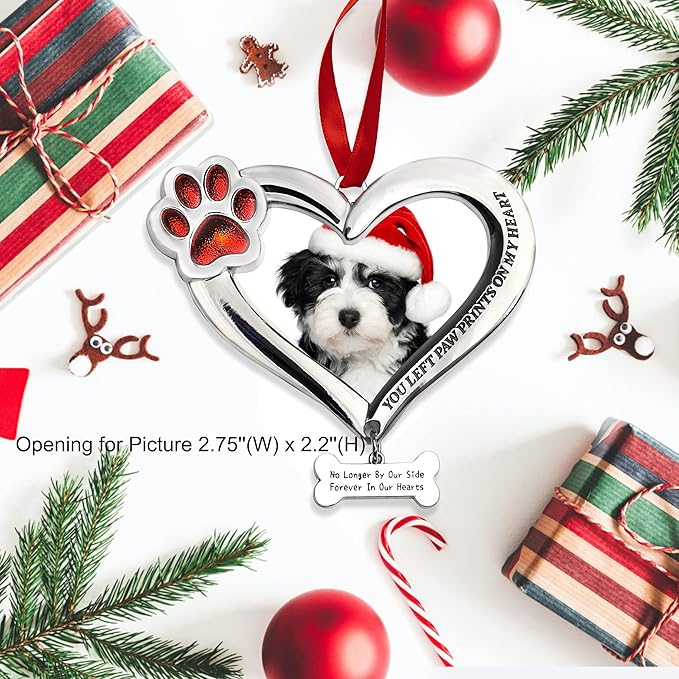 Personalized Pet Memorial Photo Ornament - Dog Cat Picture Ornament for Christmas Tree, Pet Loss Sympathy Gift