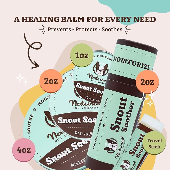 Natural Dog Company Snout Soother Balm – Dog Nose Balm for Dry Cracked Snouts, Moisturizing Winter Nose Care with Coconut Oil & Shea Butter, Lick Safe Dog Snout Balm for All Breeds, 0.15 oz Stick