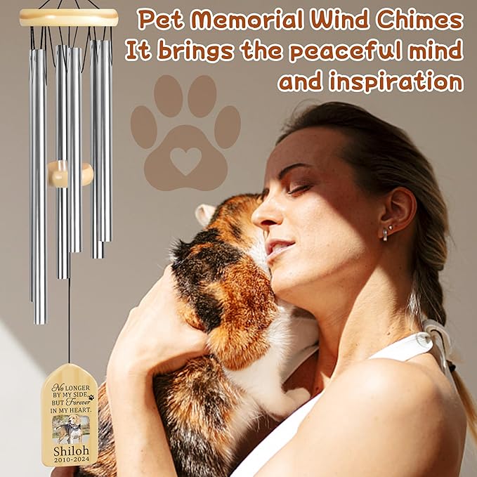 Pet Memorial Wind Chime, Pet Loss Gifts, Pet Memorial Gifts for Dogs, Dog Memorial Gifts for Loss of Dog, Loss of Dog Sympathy Gift, Dog Remembrance Gift, in Memory of Dog Cat - Forever in Heart