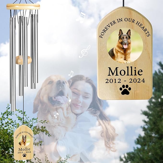Pet Memorial Wind Chime, Pet Loss Gifts, Pet Memorial Gifts for Dogs, Dog Memorial Gifts for Loss of Dog, Loss of Dog Sympathy Gift, Dog Remembrance Gift, in Memory of Dog Cat - Forever in Our Hearts