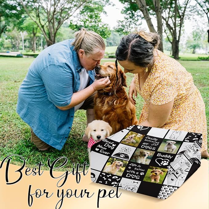 Personalized Pet Memorial Gifts, Custom Throw Blanket with Pet Photo & Name, Customized Pet Memorial Gifts for Loss of Dog Cat, Puppy Bereavement/Passing Away Gifts, Remembrance Gift for Dog Mom Dad