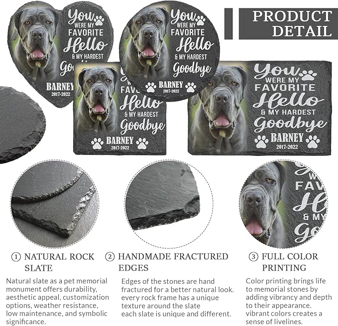 ubjva Dog Memorial Stone Dog Memorial Gifts for Loss of Dog Pet Garden Stone for Indoor Outdoor Lawn Backyard Cemetery Decorations - Style2(Color Printing)