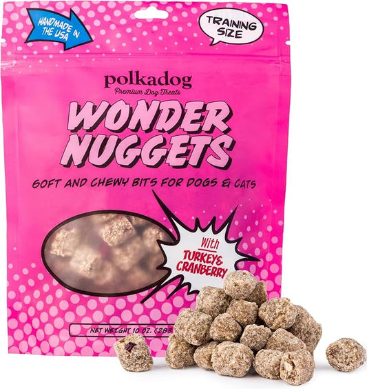 Polkadog Wonder Nuggets Soft & Chewy Dog Treats - Turkey & Cranberry, All Natural, Limited Ingredient, Premium Training Treats for All Breeds, Great for Allergies, Made in USA - 10oz
