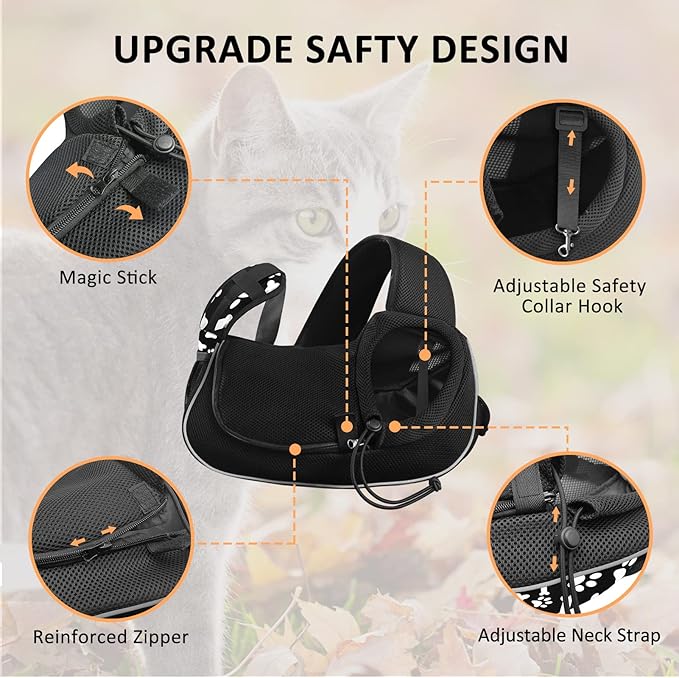 Small Dog Sling Carrier Puppy Sling Travel Cat Carrier Dog Carrying Bag Pet Carrier for Small Dogs Below 5 lbs Pet Supplies Cute Black