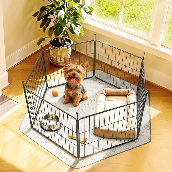FXW MiniPaws Unleashed Dog Playpen, Expandable & Portable Design for Yard, RV Camping and Indoor Use, for Puppies and Small Dogs, 20-inch 6 Panels