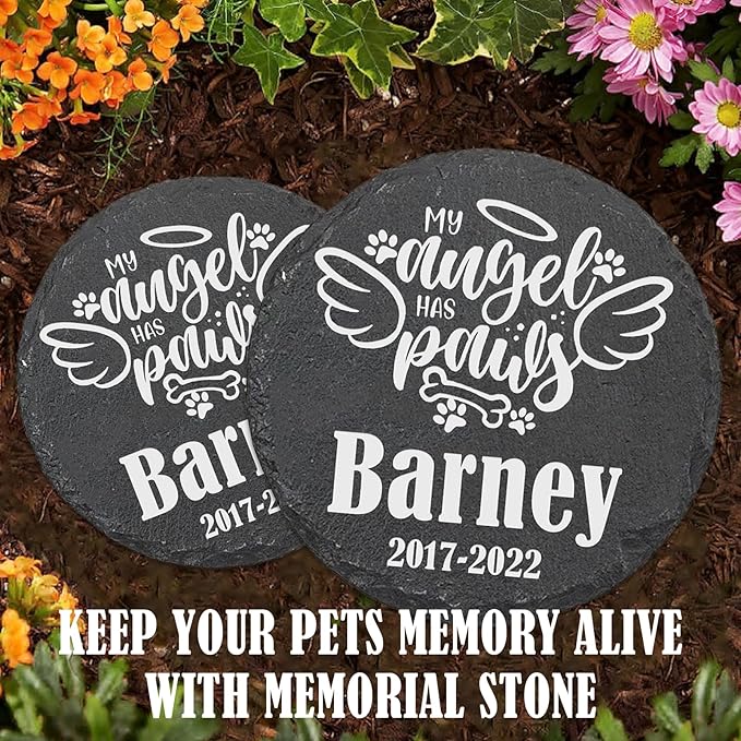 ubjva Dog Memorial Stone Dog Memorial Gifts for Loss of Dog Pet Garden Stone for Indoor Outdoor Lawn Backyard Cemetery Decorations - Style10(Laser Engraving)