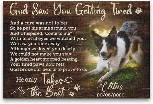 Dem Canvas Personalized Photo Canvas Prints, Pet Memorial Gifts for Dog & Cat Lovers (18x12)