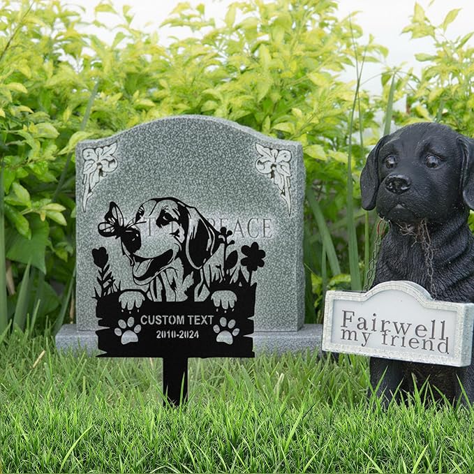 Custom Dog Grave Markers Outdoor, Personalized Pet Grave Marker Stake Dog Memorial, Outdoor Weatherproof Pet Cemetery Sign, Personalized Dog Memorial Gifts for Loss of Dog