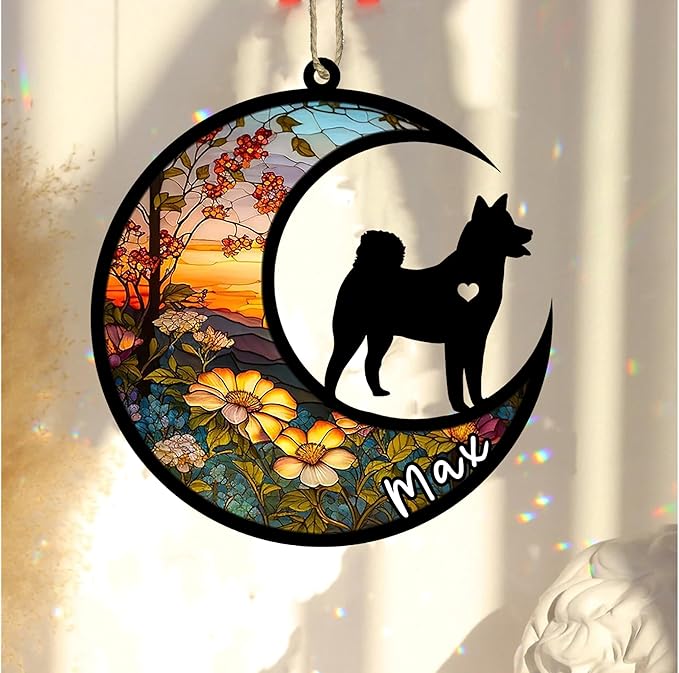 Personalized Dog Memorial, Custom Name Shiba Inu Dog Christmas Ornament with Name, Custom Breeds, Pet Loss Light Catcher, Gifts for Lovers Loss of Pet Sympathy on Mothers Day Christmas