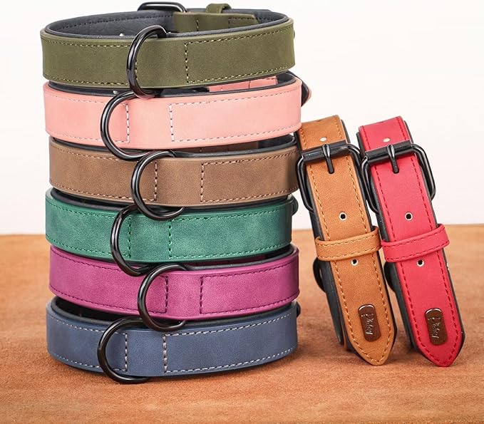 Didog Soft Padded PU Leather Dog Collar, Breathable and Adjustable Dog Collars for Small Dogs, Comfortable for Daily Walk, Light Brown, M Fit Neck 11-14"(10-20 lbs)