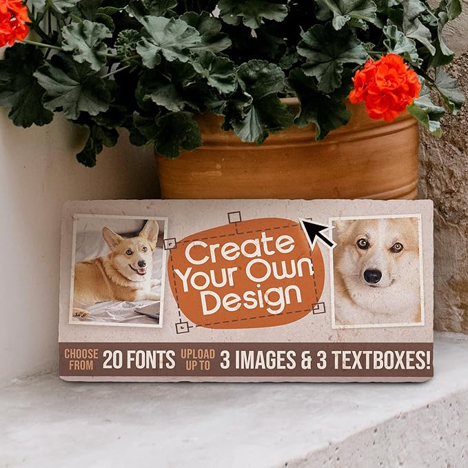 Personalized Pet Memorial Stones, 6x12 Create Your Own Pet Grave Markers as Keepsake or Pet Remembrance, Pet Loss Gifts for Bereaved Pet Owners, DIY Personalized Pet Memorial Limestone (A. Design 1)