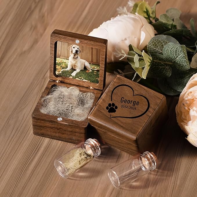 iDIY Personalized Dog Memorial Gifts for Loss of Dog - Pet Memorial Gifts for Dogs, Pet Hair Ashes Keepsake Box, Wooden Pet Fur Memorial Box, Pet Loss Sympathy Gift for Dogs Cats