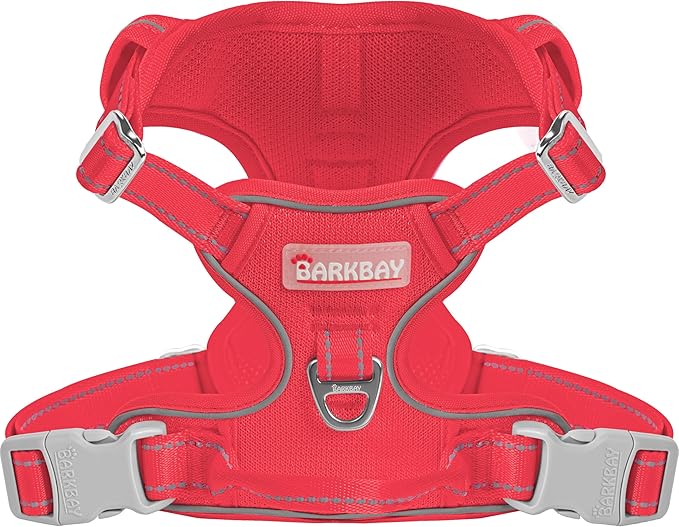 BARKBAY Dog Harness No Pull Mesh for Small Dogs - Adjustable, Reflective, Comfortable, No Choke, Heavy-Duty - Perfect for Outdoor Training, Walking, and Hiking - Strong & Durable - S & Red Mesh