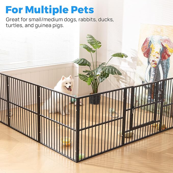 Dog Playpen - 32" Height Dog Pen, Heavy Duty Puppy Pen with Door, Safe & Sturdy, Easy Assemble for Indoor/Outdoor Pet Playpen (12 Panels with Door)