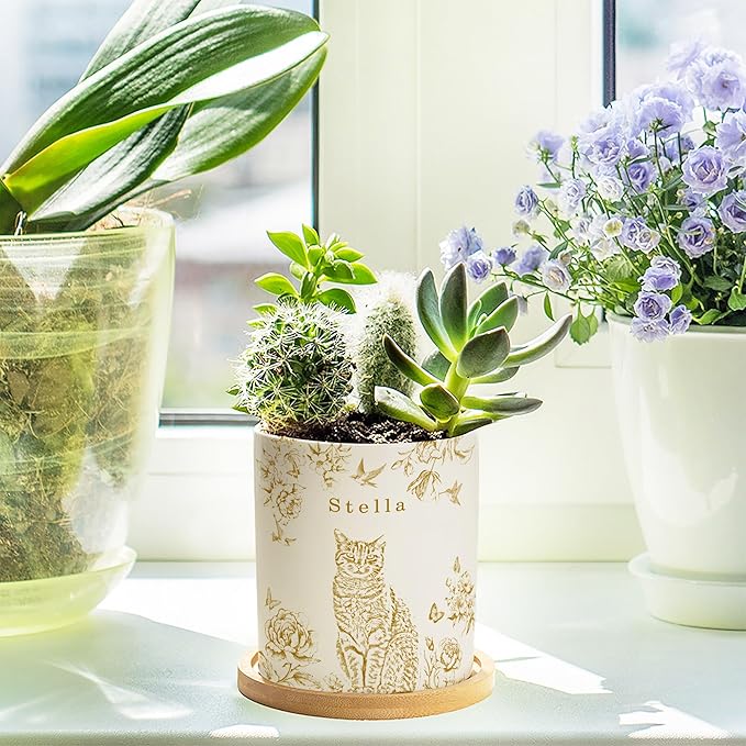 callie Personalized Pet Memorial Gifts Plant Pot with Photo and Wings, Custom Angel Sympathy Gift for Dog Cat Loss, Pet Passing Away Gifts