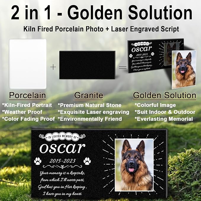 ADFSTONE Cat Memorial Stones, Pet Headstone for Loss Gifts, Animal Grave Markers - Sympathetic Dog Gift, Granite Pet Burial Markers, Personalized Pet Gravestone, Garden Stones for Bereavement