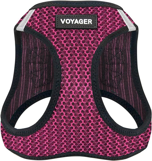 Best Pet Supplies Voyager Step-in Air Harness - All Weather Mesh, Reflective, No Pull Harness for Dogs, Cats - Secure with Hook & Loop Fastener, Buckle, Double D-Rings - Fuchsia 2-Tone, S