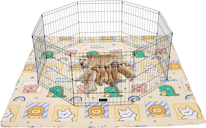 Dog Playpen Mat 72"x72" Crate Mat Puppy Pads,Anti-Slip Bottom[PLAYPEN NOT Included!!] Reusable Pet Training Pad,Large Pet Pee Pad,Leak-Proof Pet Pad for Dog Bed Mat,Super Absorbing Whelping Urine Pad