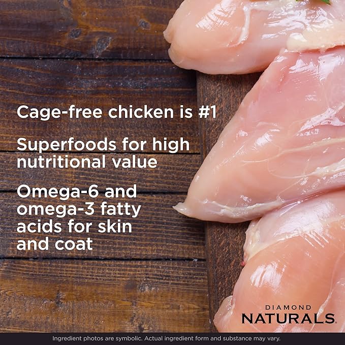 Diamond Naturals Senior Real Meat Recipe Natural Dry Dog Food With Real Cage Free Chicken, 35Lb