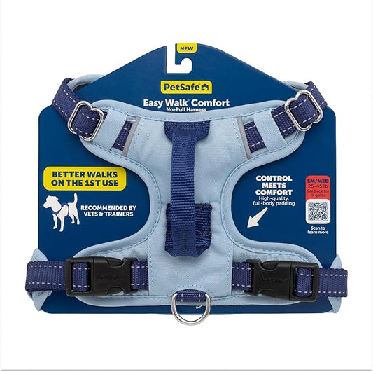 PetSafe Easy Walk Comfort No-Pull Dog Harness - Better Walk Training Harness - Full Body Padded Design - Durable Fabric - 5 Point Adjustable Fit - Everyday Leash Training - Blue - X-Small