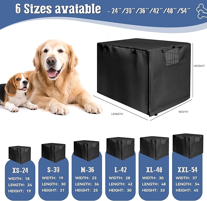 kefit Dog Crate Cover 54 inch, Kennel Cover for Wire Dog Cage, Black