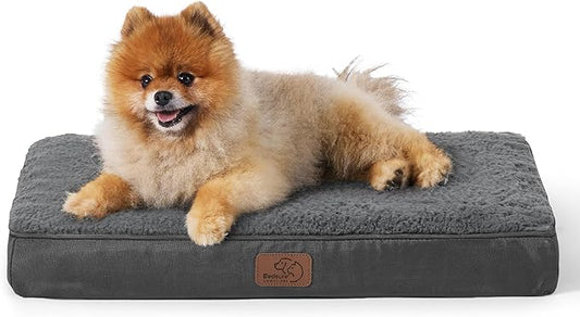 Bedsure Dog Bed for Small Dogs - Comfy Flat Puppy Beds with Removable Washable Cover, Orthopedic Egg Crate Foam Pet Mat, Suitable for Pet Up to 15 lbs