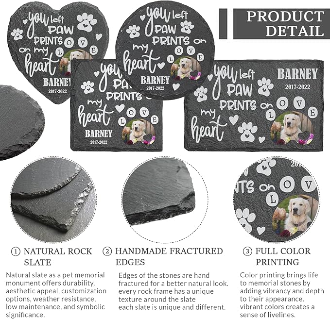 ubjva Dog Memorial Stone Dog Memorial Gifts for Loss of Dog Pet Garden Stone for Indoor Outdoor Lawn Backyard Cemetery Decorations - Style3(Color Printing)