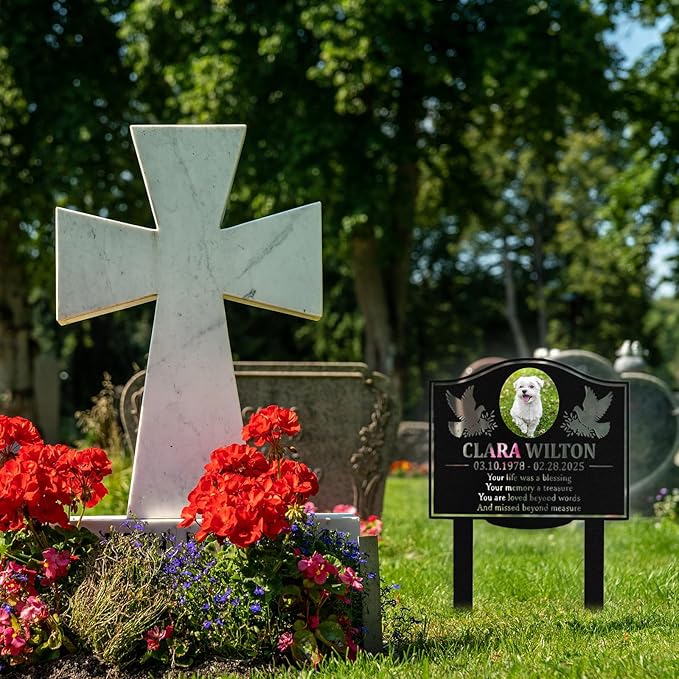 Custom Dog Grave Markers Outdoor, Personalized Pet Grave Marker Dog Memorial with Photo and Name, Outdoor Weatherproof Pet Cemetery Sign, Personalized Dog Memorial Gifts for Loss of Dog