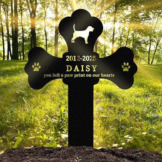 Personalized Pet Grave Markers Dog, Outdoor Waterproof Dog Grave Marker with Custom Name & Years, Metal Pet Headstone Memorial for Dogs, Sympathy Gift for Dog Loss (Style 4)