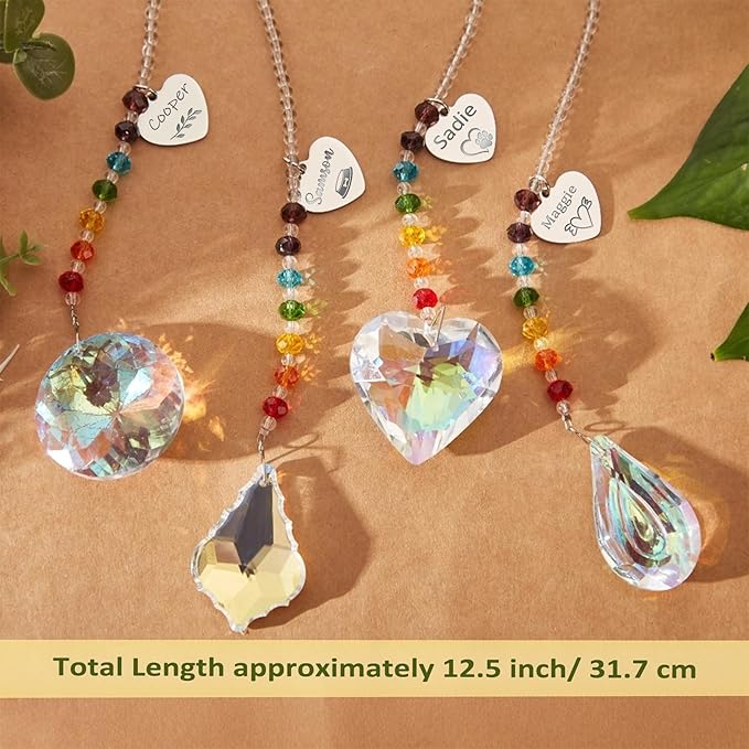 Personalized Rainbow Bridge Pet Memorial Gift Engravable Pet Suncatcher for Cats, Dogs, Car or Window Tribute