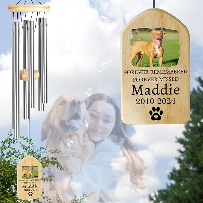 Pet Memorial Wind Chime, Pet Loss Gifts, Pet Memorial Gifts for Dogs, Dog Memorial Gifts for Loss of Dog, Loss of Dog Sympathy Gift, Dog Remembrance Gift, in Memory of Dog Cat - Forever Remembered