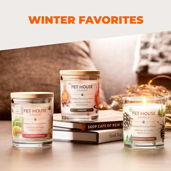 One Fur All Pet House Fall Candles, Long Lasting, Clean Burning, Soy Wax Scented Candles for Pet Odor, Caramel Latte
