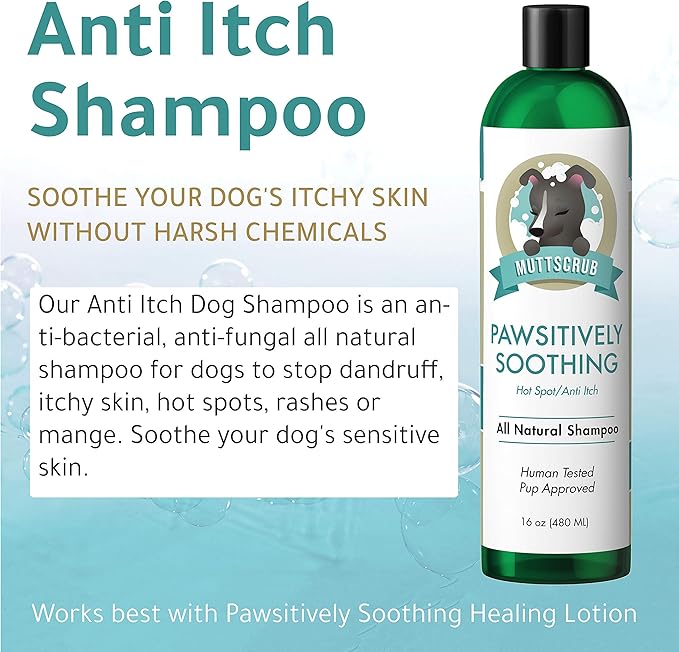 MUTTSCRUB Pawsitively Soothing Anti Itch Shampoo for Dogs - Dog Shampoo for Hot Spots, Allergies, Mange, Soothing Shampoo Wash