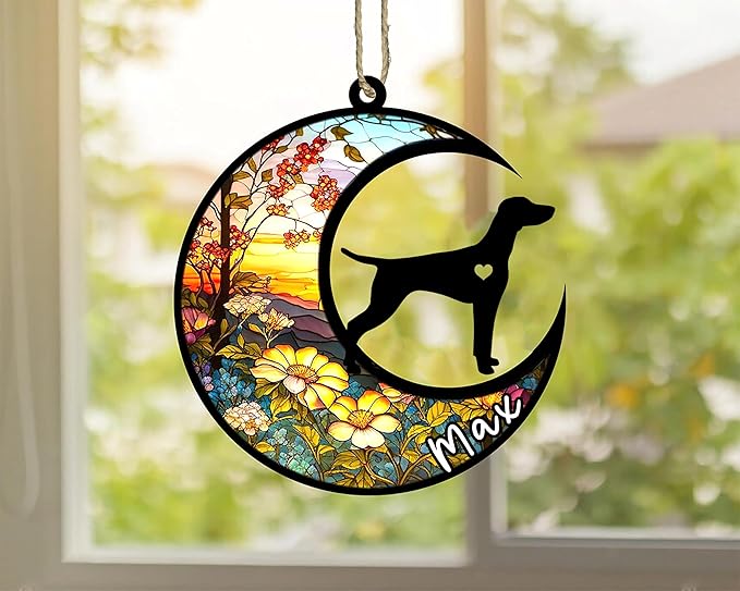 Personalized Dog Memorial, Custom Name Vizsla Dog Christmas Ornament with Name, Custom Breeds, Pet Loss Light Catcher, Gifts for Lovers Loss of Pet Sympathy on Mothers Day Christmas