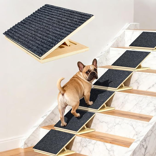 TNELTUEB 6 Pack Upgraded Dog Ramps for Stairs, Adjustable Stair ramp for Dogs,Portable Dog Stairs with Mat for Small Dogs and Cats, Non-Slip Pet Steps for Elderly or Injured Pets