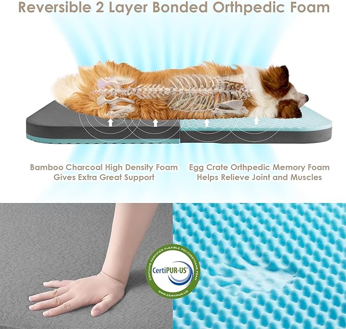 EHEYCIGA Foldable Human Dog Bed, 72"x44"x11" Orthopedic Memory Foam Human Sized Dog Bed, Waterproof Pet Bed for People, Faux Fur Pet Couch for Adult with Non-Slip Bottom, Black