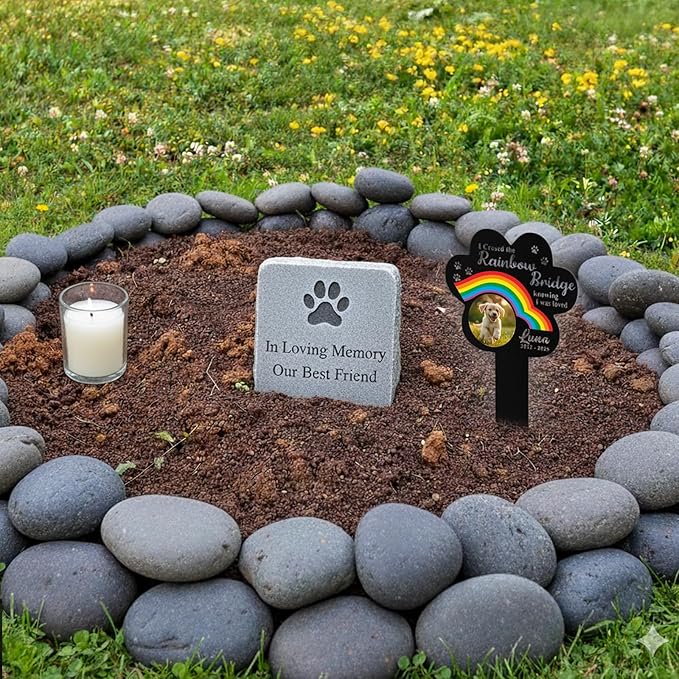 Custom Dog Grave Markers Outdoor, Personalized Pet Grave Marker Dog Memorial with Photo and Name, Outdoor Weatherproof Pet Cemetery Sign, Personalized Dog Memorial Gifts for Loss of Dog
