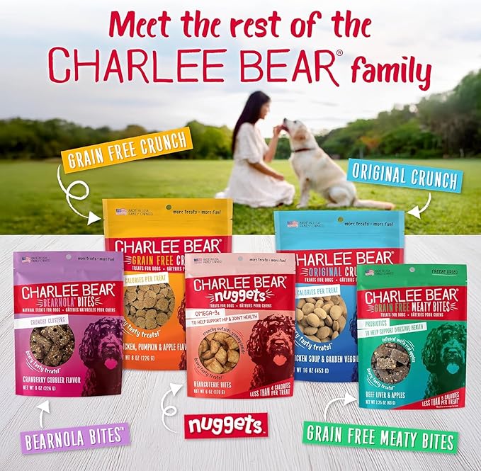Charlee Bear Original Crunch Dog Training Treats, Beef Liver Flavor, 3 Calories Each, Low Calorie Natural Rewards for Puppies to Adult Dogs, Made in USA, 16 oz (3-Pack)