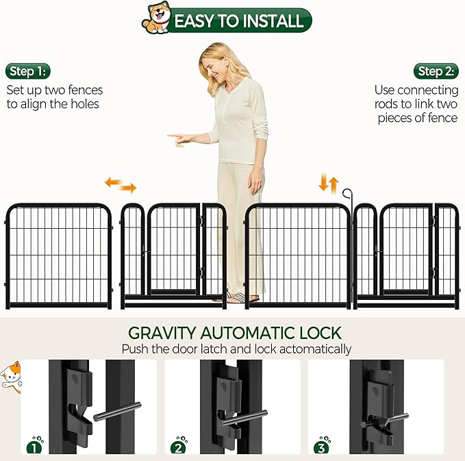 Yaheetech Dog Playpen Outdoor, 24 Inch 32 Panels Heavy Duty Puppy Exercise Pen Metal Pet Fence for RV Camping/Yard/Garden